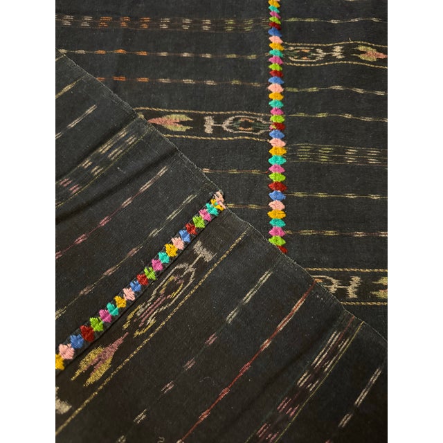 Late 20th Century Guatemalan Resist Dyed and Embroidered Mantel or Throw For Sale - Image 5 of 5
