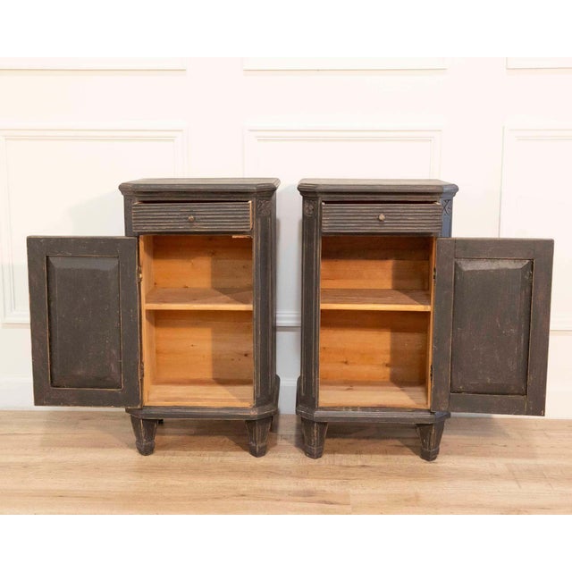 Black Pair of Swedish Nightstands in Black Paint, Circa 1880 For Sale - Image 8 of 8