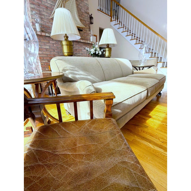 Campaign Style Leather Top Writing Desk and Leather Chair, Set of 2 For Sale - Image 13 of 18