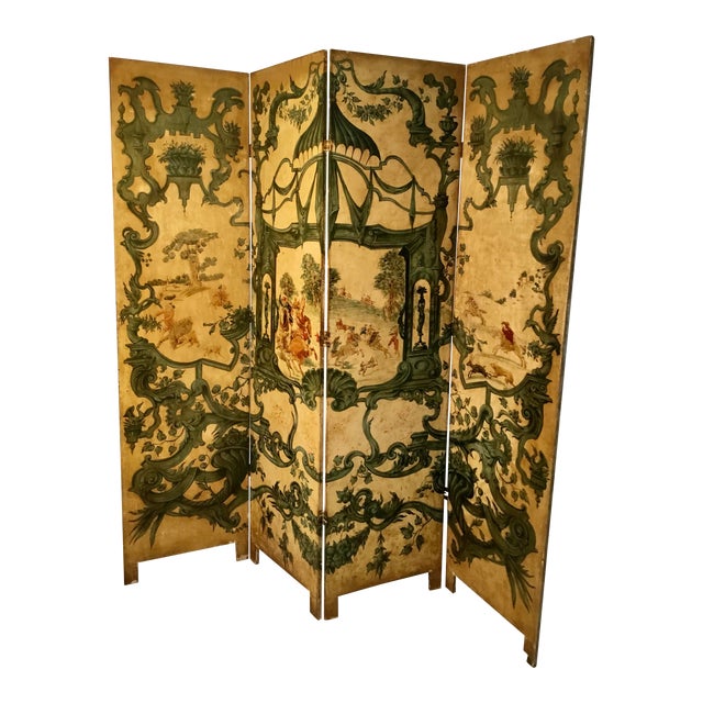 19th Century European Hand Painted Dressing Screen For Sale
