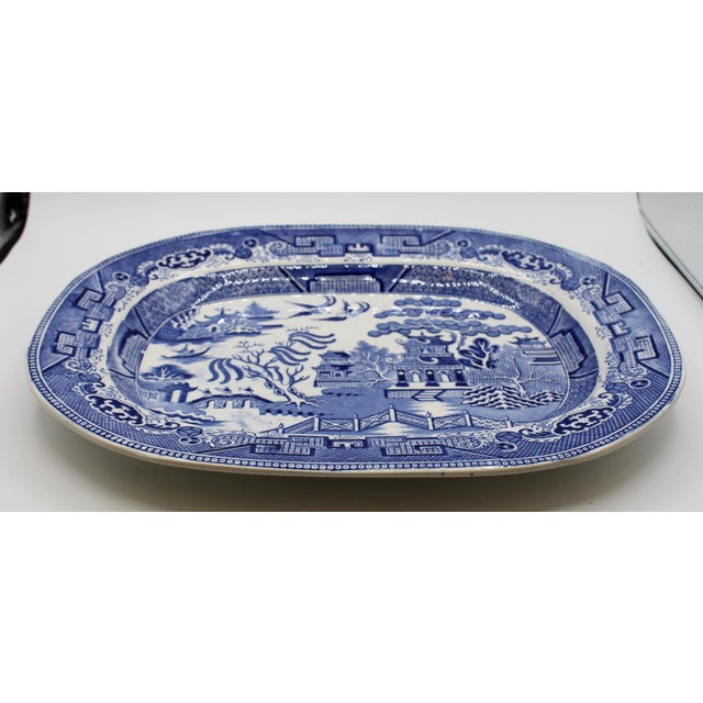 English English C. 1859-84 Blue Willow Pattern Platter by J. T. Hudden For Sale - Image 3 of 7