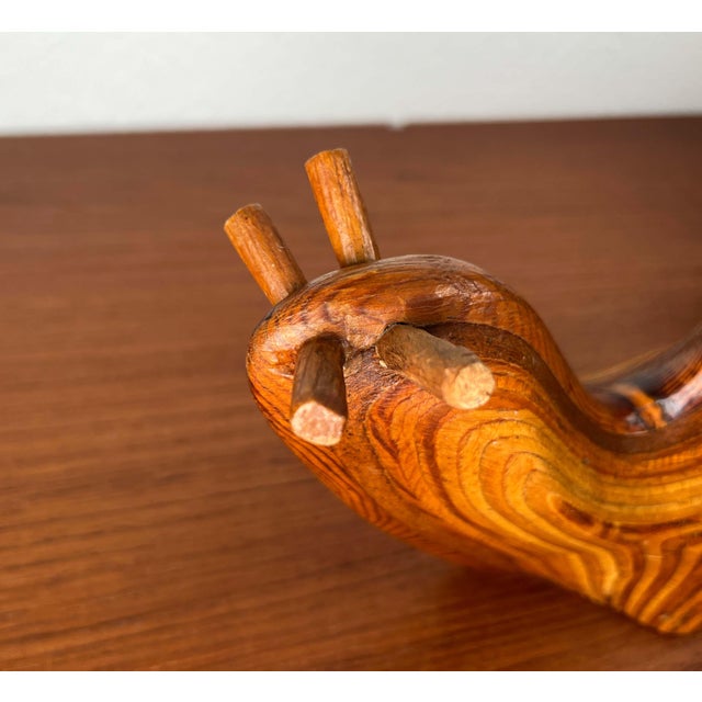 Large Mid-Century Modern Danish Wooden Carved Snail Sculpture, 1960s For Sale - Image 18 of 18