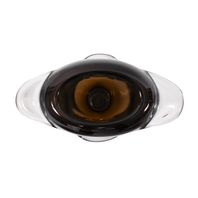 Glass Smokey Umber Flared Edged Glass Vase- Short For Sale - Image 7 of 11