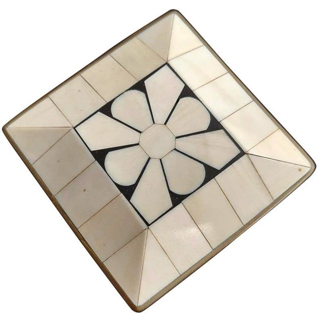 Vintage Handcrafted Bone Inlay and Brass Trim Trinket Box Elevate your vanity or bookshelf with this exquisite vintage...