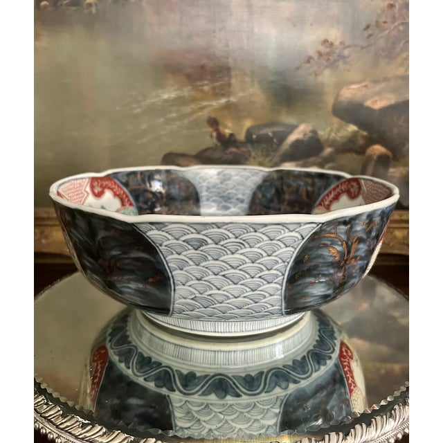 Large Antique Japanese Imari Porcelain Center Bowl For Sale In Kansas City - Image 6 of 9