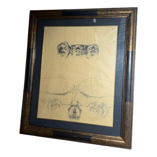 René Knapen, Nude, Figurative Composition, Graphite Drawing, Framed For Sale