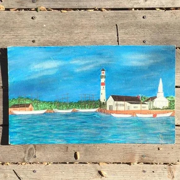 Vintage Folk Art Seascape Painting For Sale - Image 11 of 11