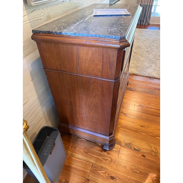 19th Century French Flame Mahogany Marble Top Secretaire a Abattant For Sale - Image 10 of 12