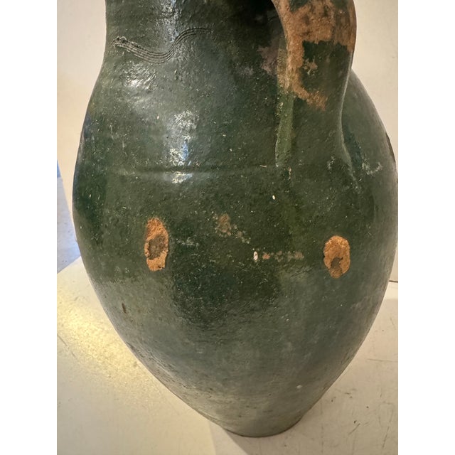 Rustic Vintage Green Vessel For Sale - Image 3 of 10