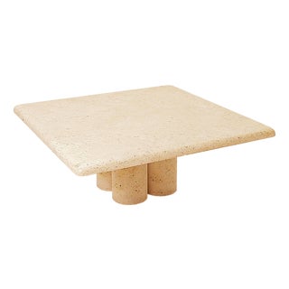 Square Travertine Coffee Table by Mario Bellini for Cassina, 1975 For Sale