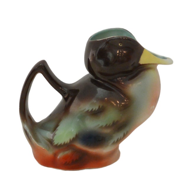 Circa 1900 Royal Bayreuth Bavaria Figural Mallard Duck Porcelain Creamer Pitcher For Sale - Image 4 of 8