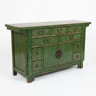 Neiman Marcus Solid Elm 9-Drawer "Zhang" Sideboard With Marble Top by David & Daniel Design For Sale
