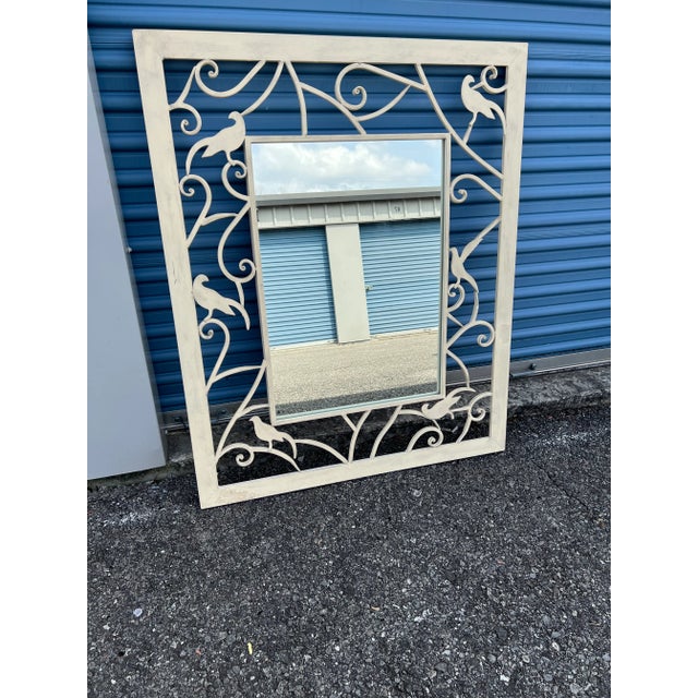 Ballard Designs Contemporary Large Ballard Design White Metal Mirror For Sale - Image 4 of 9