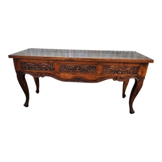 1980's Carved Wood Console Table For Sale