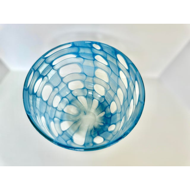 Mid 20th Century Mid 20th Century Large Blown Art Glass Vase With Iridescent Blue Pattern For Sale - Image 5 of 7