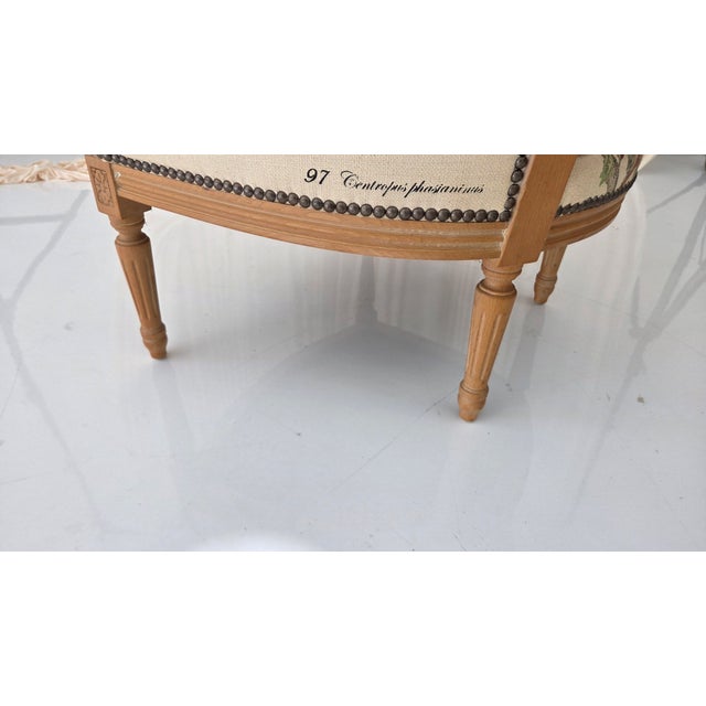 Wood 1980s French Louis XVI Style Armchair With Upholstered Bird Tapestry Fabric For Sale - Image 7 of 15