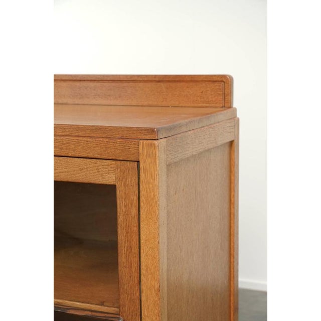 Art Deco Amsterdam School Dutch Oak Cabinet with Glass Doors For Sale - Image 9 of 13