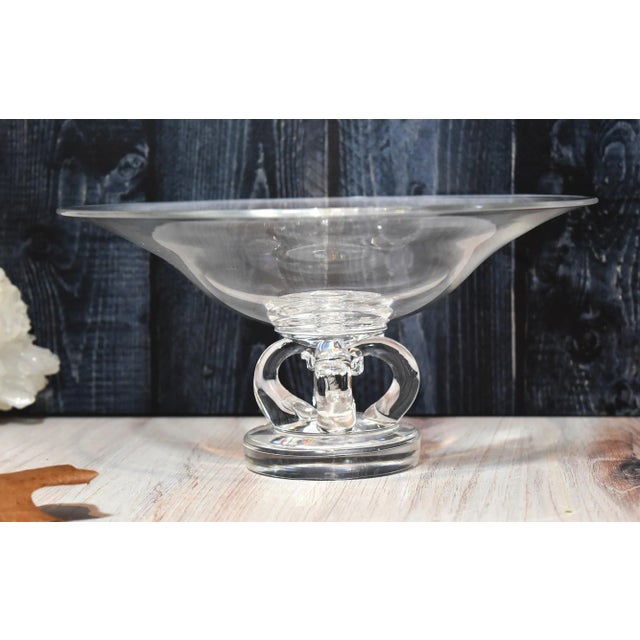 #7884 Steuben Scrolled Footed Tazza Pedestal Glass 10" Bowl Mid Century Modern Vintage with a modern look designed by...