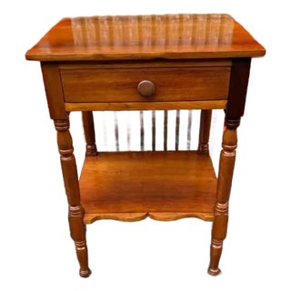 Antique Sheraton Style 2 Tier One Drawer Nightstand Side Table For Sale
