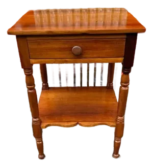 Antique Sheraton Style 2 Tier One Drawer Nightstand Side Table