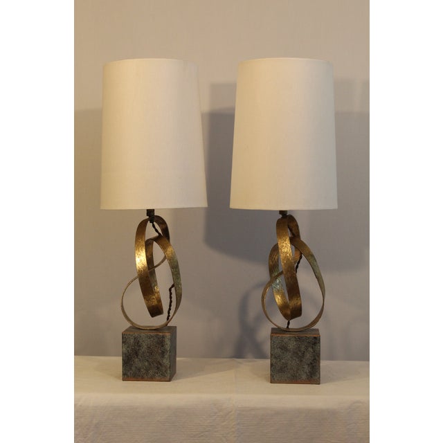 Vintage Sculptural Abstract Table Lamps From Hepworth Era A Pair