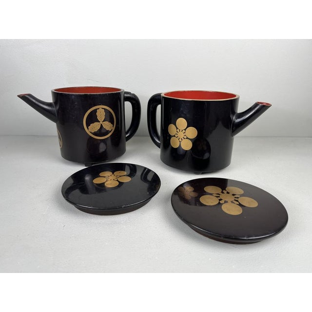 Antique Laquerware Tea Servers, 1890s, Set of 2 For Sale - Image 5 of 18