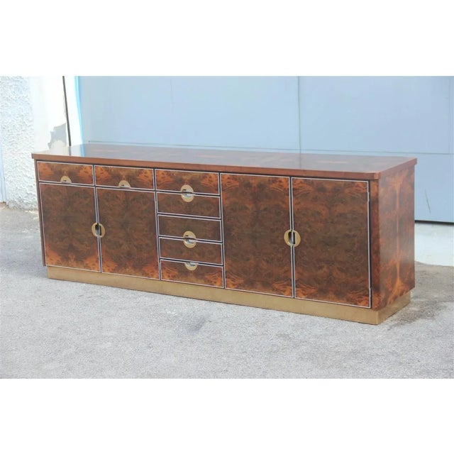 Italian Walnut, Brass & Aluminum Sideboard, 1970s For Sale - Image 17 of 17