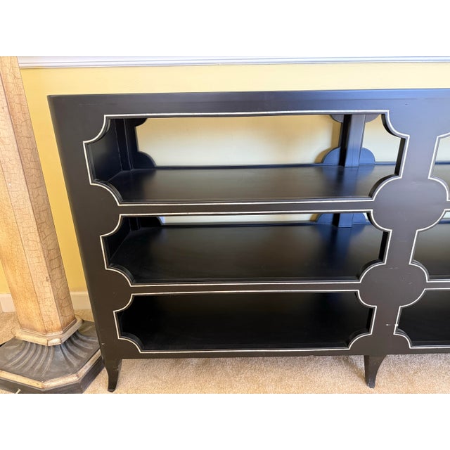 Black Lacquered Ebonized Open Console Table Credenza BookShelf For Sale In New York - Image 6 of 8