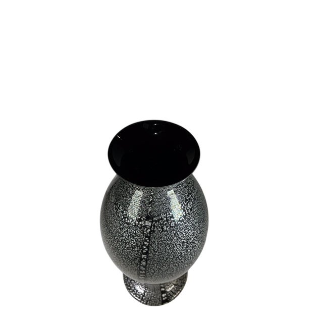 Glass Murano Vase With Very Bright Silver Inclusions For Sale - Image 7 of 8