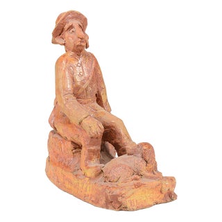 Inscribed Terracotta Sculpture, 1953 For Sale