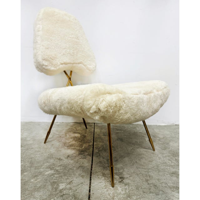 Metal Jonathan Adler Maxime Shearling Slipper Lounge Chair For Sale - Image 7 of 12