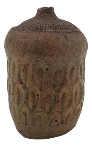1970s MCM Textured Studio Pottery Bud Vase in Earth-Tone Glaze