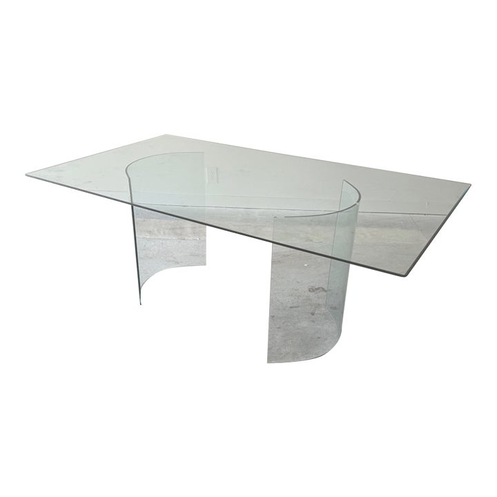 Post Modern Glass Double Pedestal Dining Table | Chairish