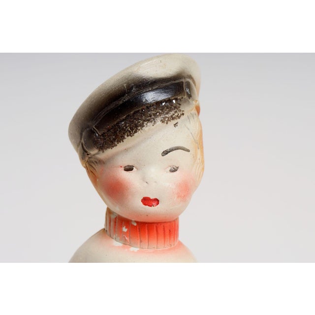 Sculpture Materials Vintage Hand-Painted Americana Chalkware Carnival Chalk Sailor Boy Sculpture / Figurine For Sale - Image 7 of 10