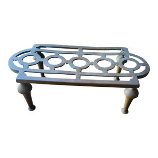 Antique Footman 1910 Solid Brass Kettle Stand Trivet English Plant Pot Riser William Tonks & Sons Stamped For Sale