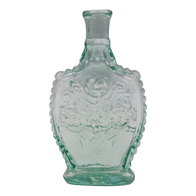 C. 1840s American Aquamarine Glass Cologne Bottle For Sale