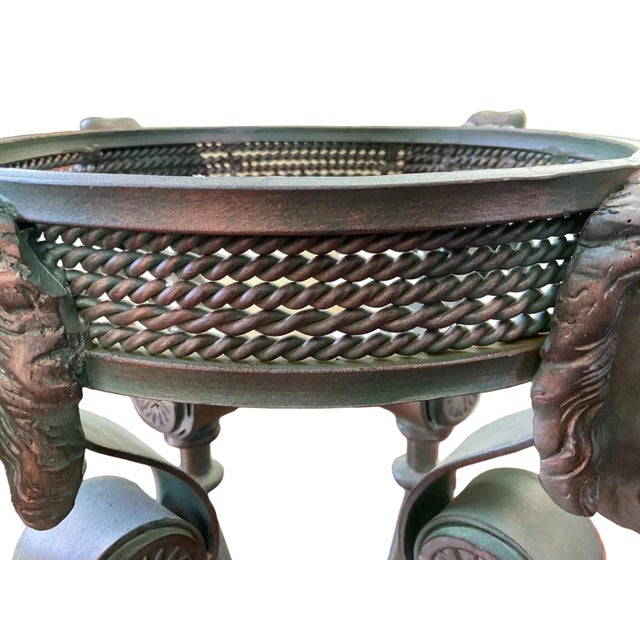 1960s Pair of Neoclassical Lion-Head Plant Stands With Faux-Marble Base For Sale - Image 17 of 17