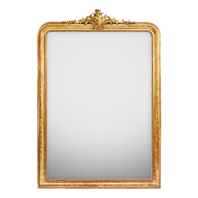 Large Louis Philippe Mirror with Foliage Crest For Sale