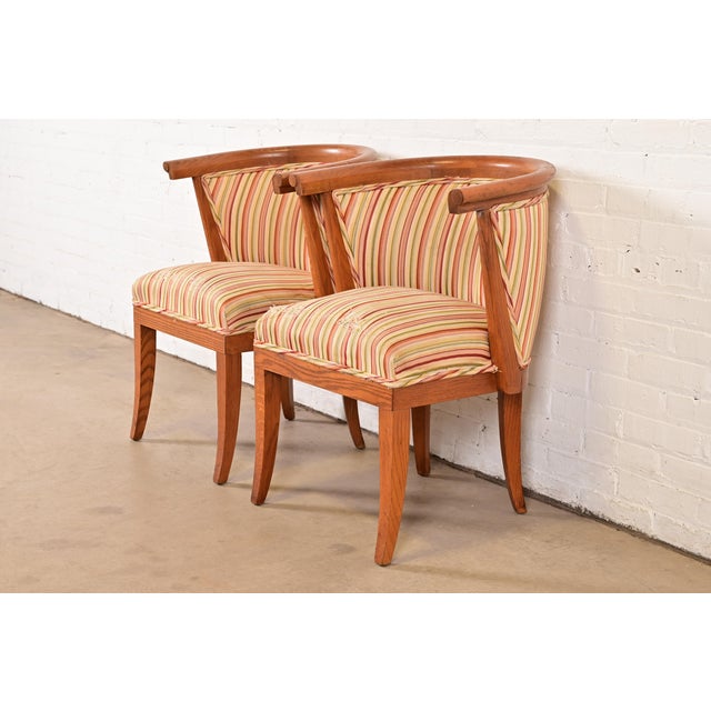 Harold Schwartz for Romweber Mid-Century Modern Sculpted Oak Tub Chairs, Pair For Sale - Image 12 of 12