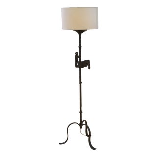 Wrought Iron Floor Lamp in the style of the Marolles Workshops, 1950s For Sale