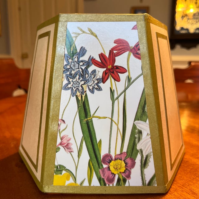 Metal Vintage Botanical Hexagon Lamp Shade For Sale - Image 7 of 12