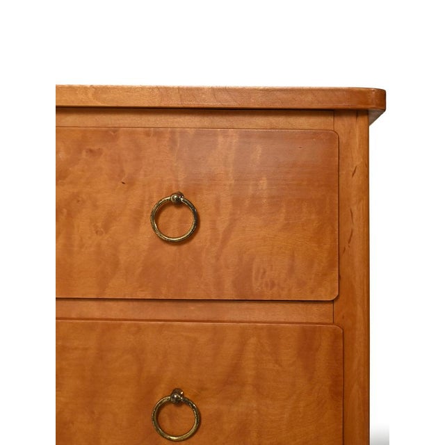 Brown Scandinavian Birch Chest of Drawers with Brass Handles, 1950s For Sale - Image 8 of 11