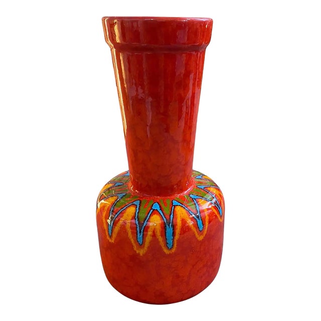 1950s Mid-Century Modern Hand-Painted Ceramic San Marino Vase For Sale