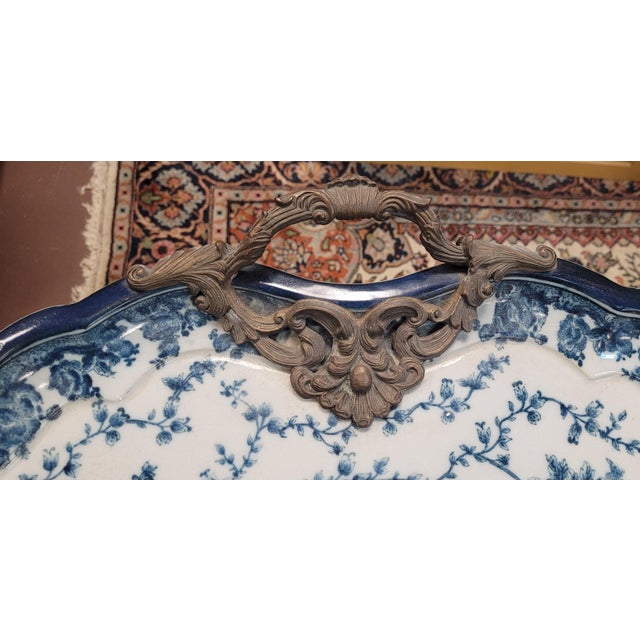 Fine 1950s Blue & White Porcelain Bamboo Tray Table For Sale In Philadelphia - Image 6 of 10
