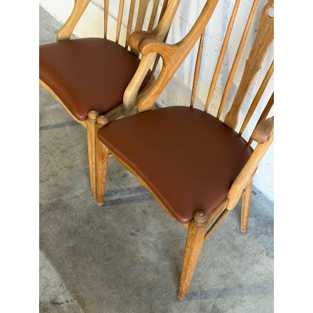 Brown Oak Wood Armchairs Sculptural Accent Chairs Denmark Set of 2 1960s For Sale - Image 8 of 11