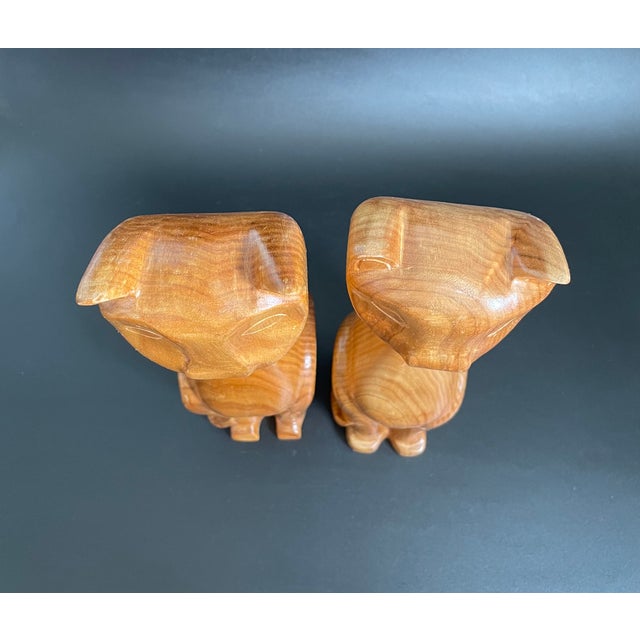 A Pair of Hand Carved Wooden Cats in Mid Century Modern Style For Sale In Las Vegas - Image 6 of 13