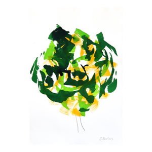 Autumn Tree 5 - Original Expressionist Tree Landscape Ink Painting on French Linen Paper by Bettina Mauel
