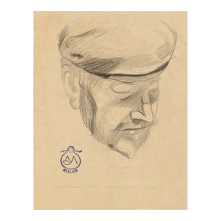 Portrait - Charcoal Drawing on Paper by A. Mérodack-Jeanneau Late 19th Century For Sale