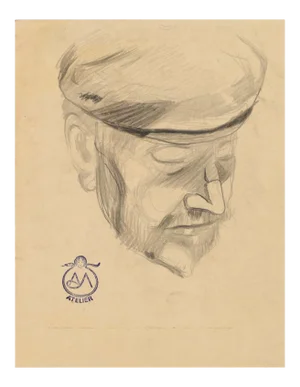 Portrait - Charcoal Drawing on Paper by A. Mérodack-Jeanneau Late 19th Century