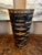 Vintage English Planter Jardiniere Urn Fish Decoupage Black Tole Lodge Décor For Sale - Image 14 of 18